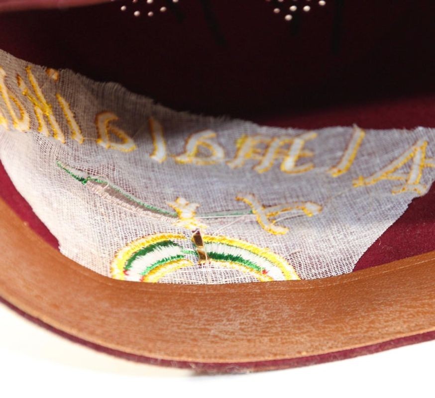 AL Malaikah Vintage Iconic Masonic Shriner Burgundy Wool Fez Hat