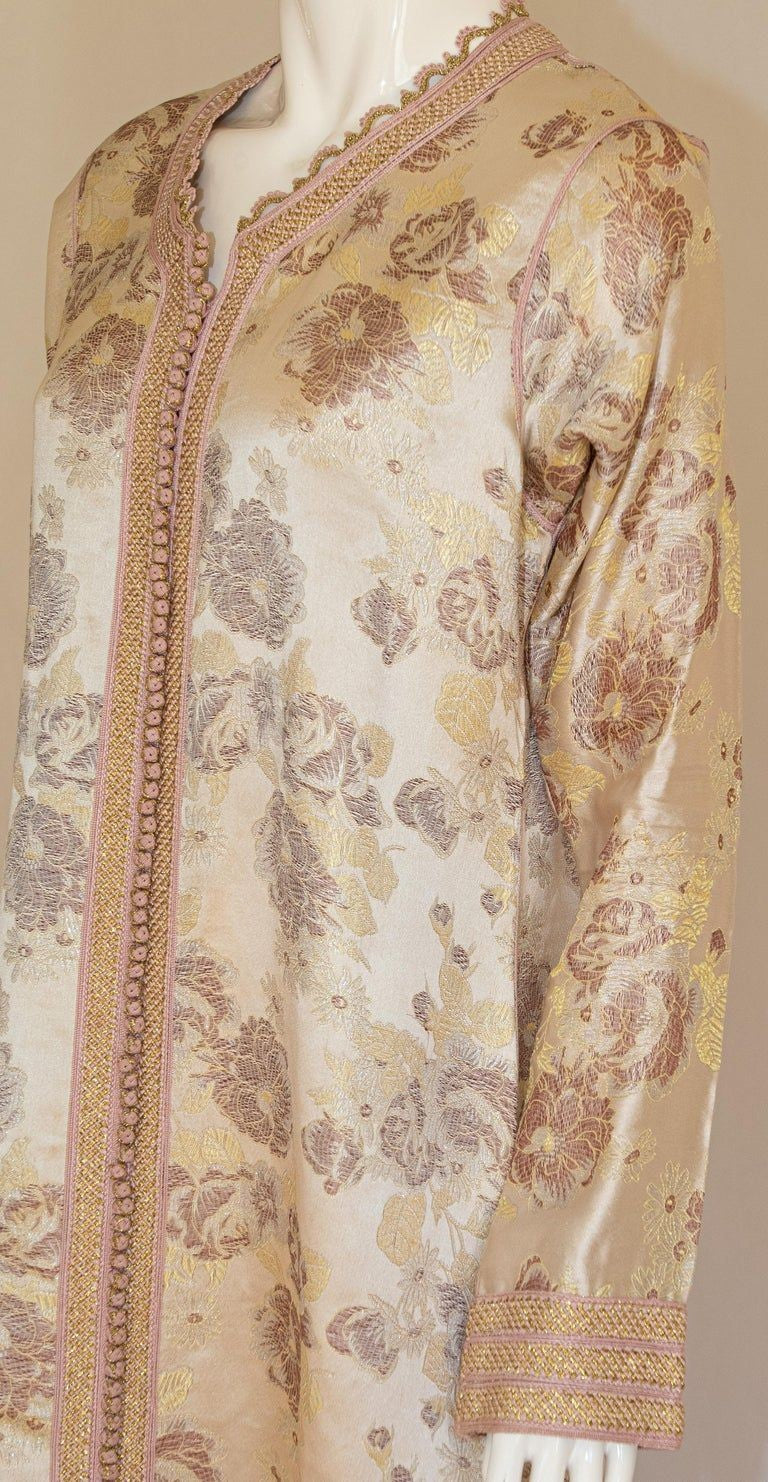 Moroccan Caftan Gold Damask Embroidered, Vintage, 1960s