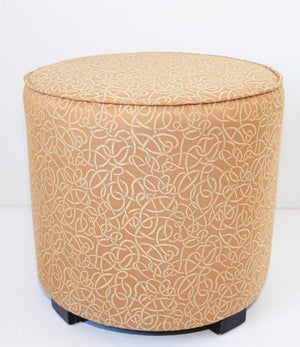 Post Moroccan Art Deco Style Pouf Upholstered in Gold Fabric