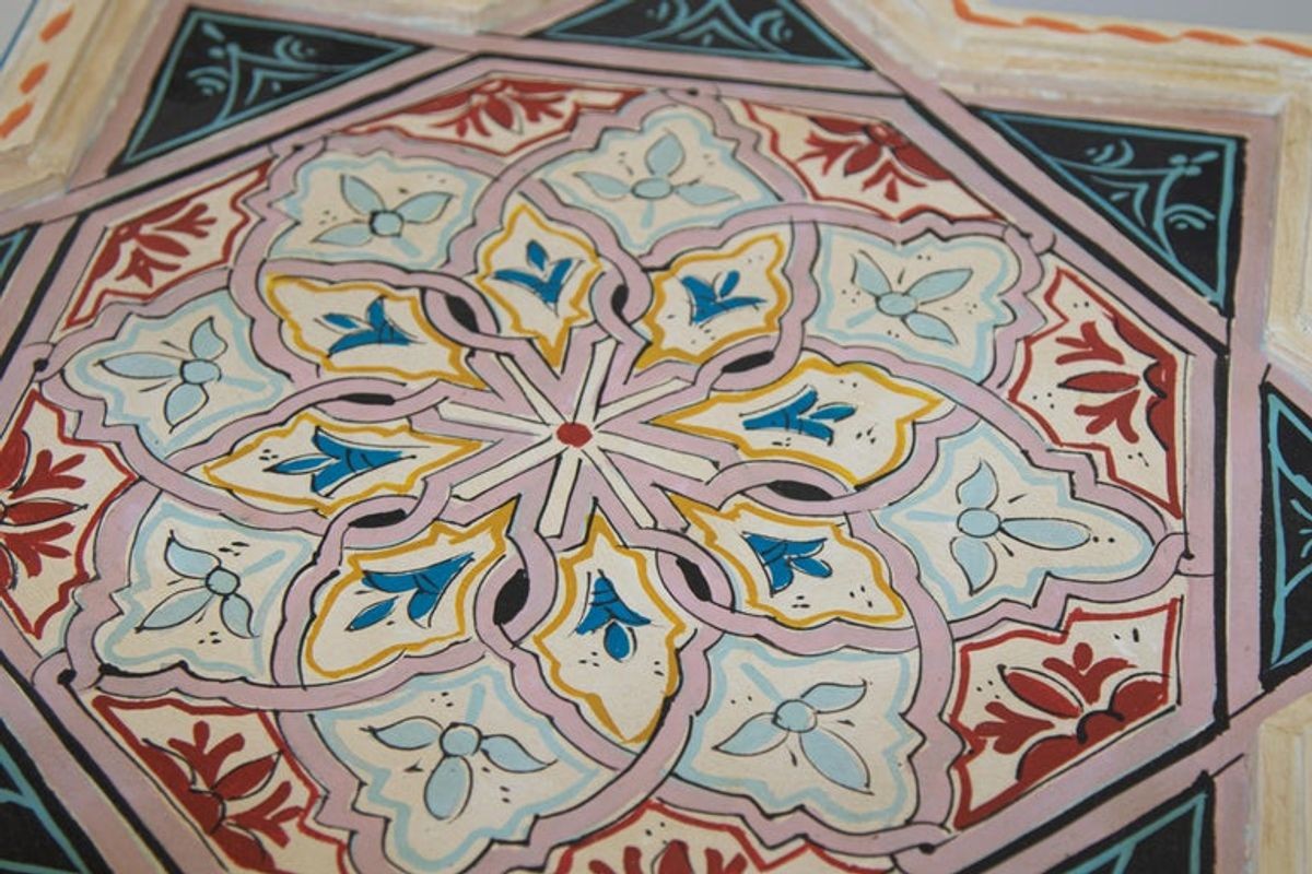 Moroccan Moorish Star Shape Ivory Side Tables a Pair