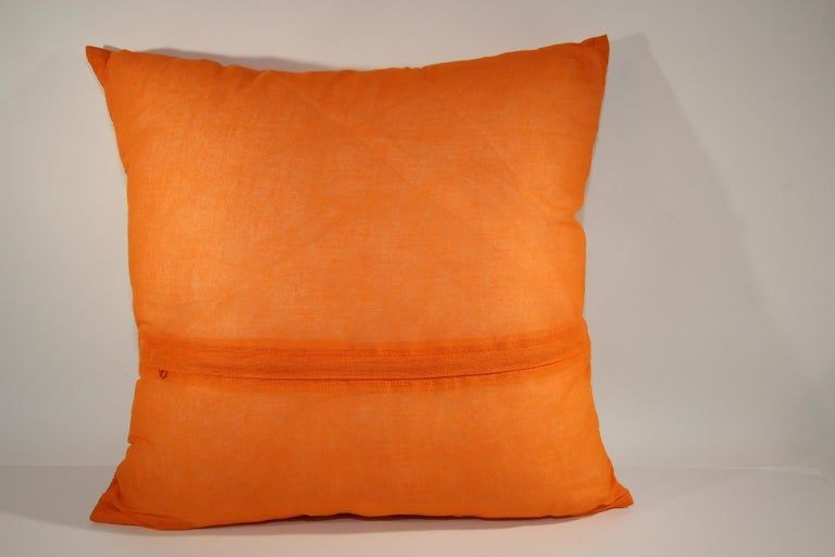 Beaded Orange Throw Pillow Embellished with Sequins E mosaik