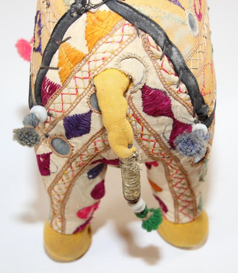 Handcrafted Vintage Stuffed Raj Cotton Embroidered Camel Toy, India, 1950