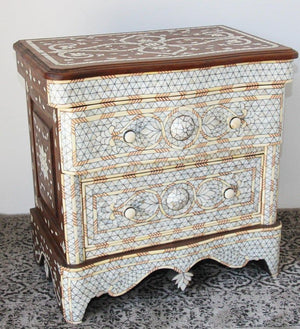 White Inlay Moorish Moroccan Nightstand Dresser