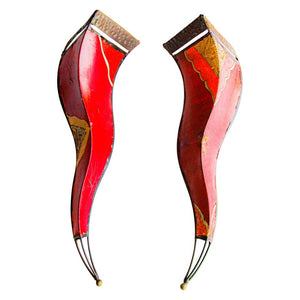 Large Pair of African Tribal Art Parchment Wall Shade Sconce
