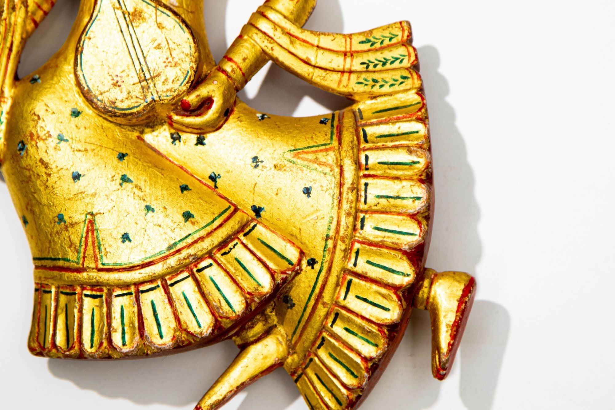 Hand Carved Wood Rajasthani Female Musicians Wall Sculptures from India Set of 2