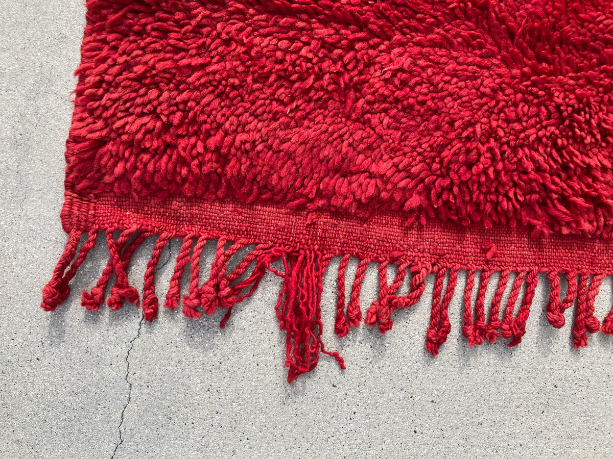 Vintage Red Moroccan Berber Rug, Hand-Knotted Wool, 1960