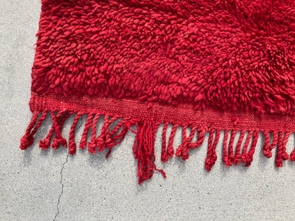 Vintage Red Moroccan Berber Rug, Hand-Knotted Wool, 1960