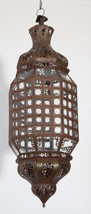 Handcrafted Moroccan Lantern with Clear Glass and Moorish Metal Filigree