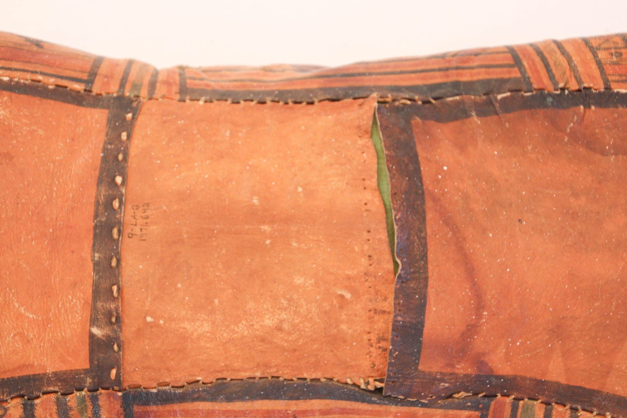 African Tuareg Hand-Tooled Leather Pillow with Fringes