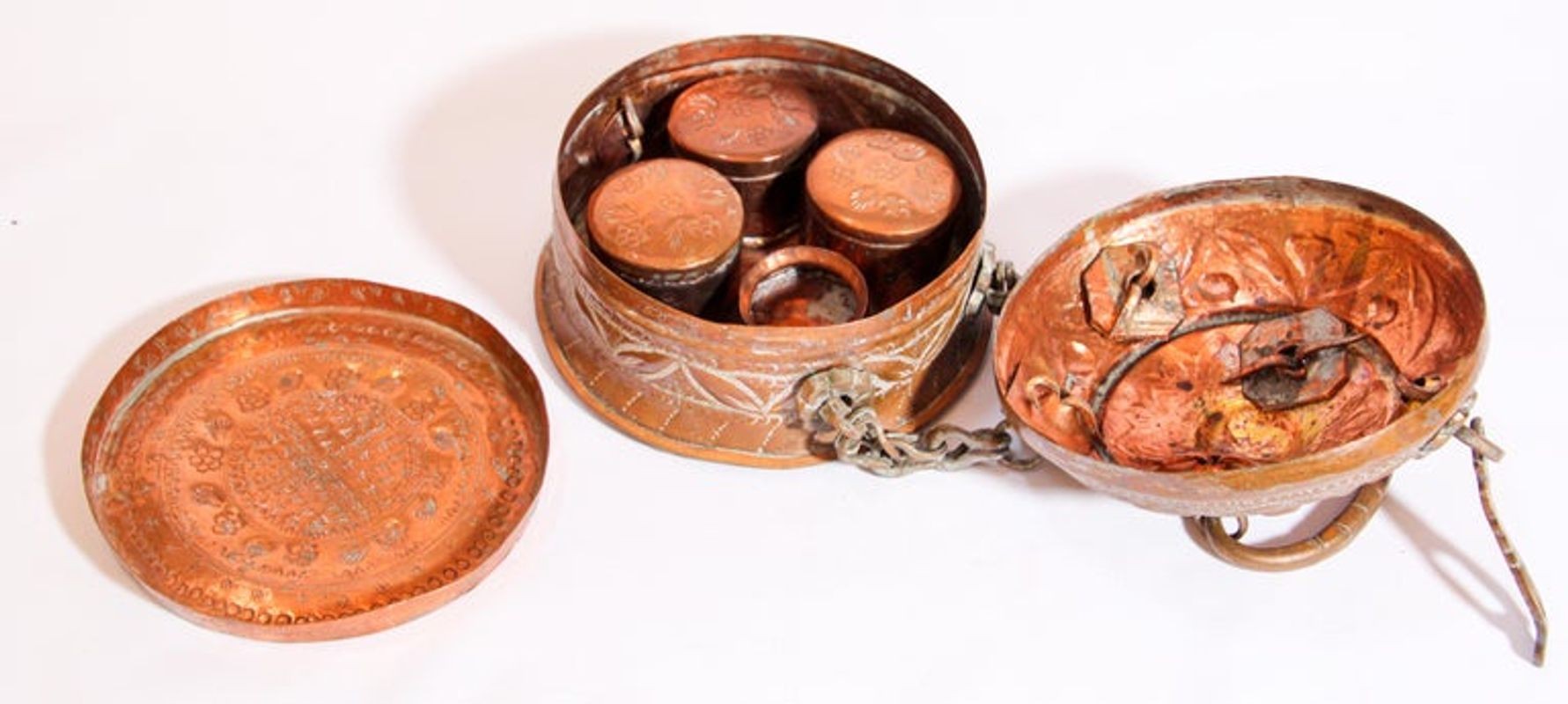 Rajasthani Decorative Brass Lidded Betel Caddy Box