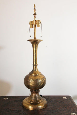 Antique Moorish Brass Table Lamp with Arabic Script