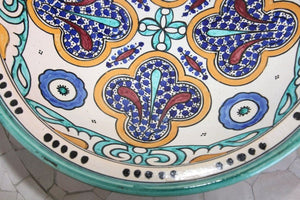 Moroccan Moorish Ceramic Bowl with Lid, Tajine from Fez