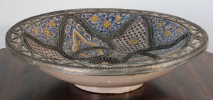 Decorative Moroccan Moorish Handcrafted Ceramic Bowl Dish from Fez