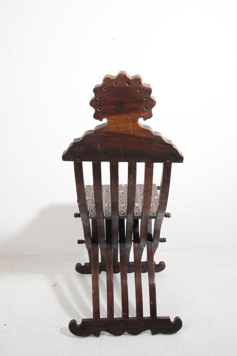 Moorish 19th Century Folding Chair Inlaid