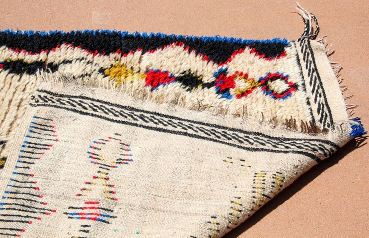 Mid-Century Modern Azilal Tribal Rug, Hand-Woven Wool, Morocco, 1960s