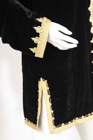 Moroccan Kaftan Black Velvet Vest with Gold Embroideries