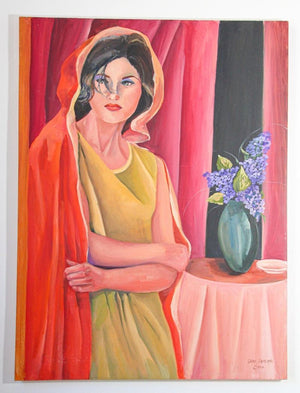 Oil Painting of an Asian Lady by Geri Perlman, 1993