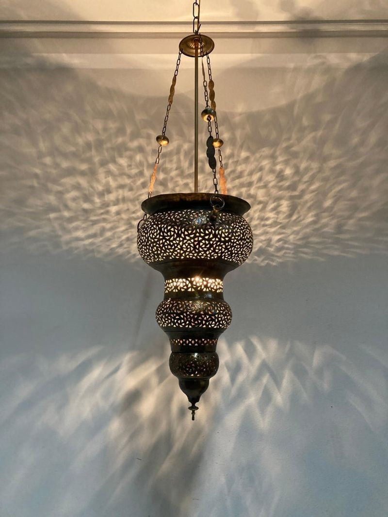 Moroccan Hanging Brass Chandelier Andalusian Moorish Style
