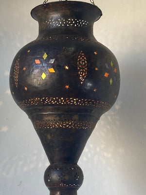 Vintage Moroccan Bronze Moorish Chandelier