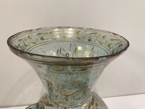 Handblown Mosque Glass Lamp in Mameluke Style Gilded with Arabic Calligraphy