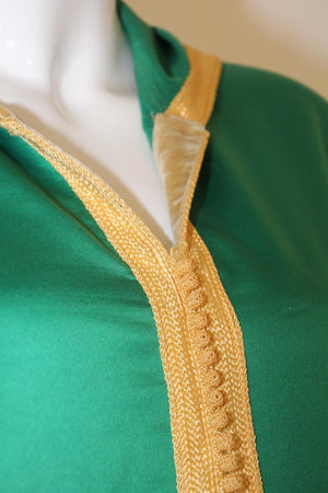 Moroccan Hooded Caftan Emerald Green Djellabah Kaftan