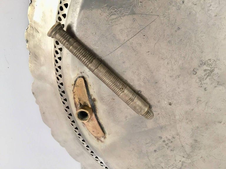 Moroccan Polished Round Footed Silvered Tray Table