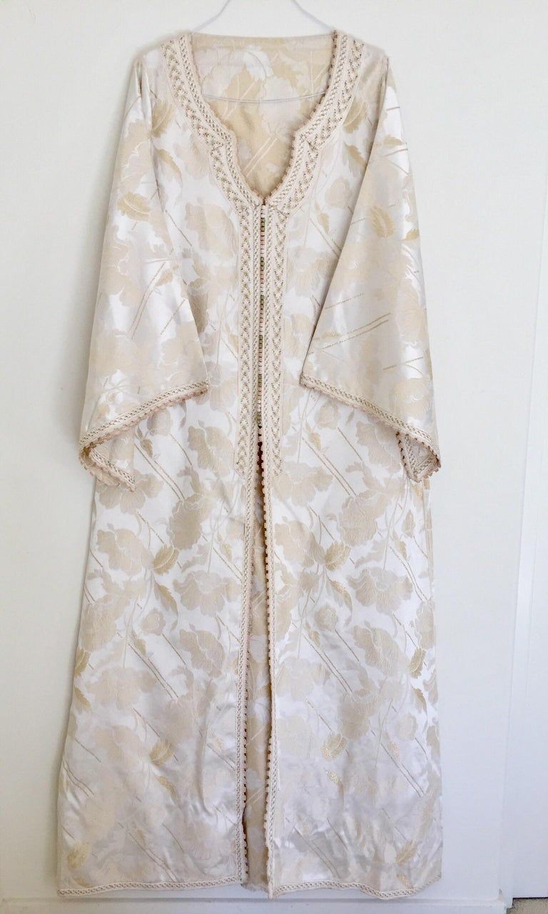 Moroccan Caftan White Ivory and Gold Brocade Kaftan