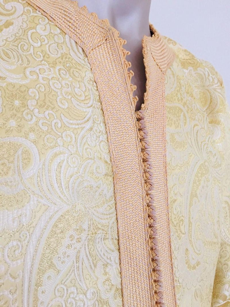 Moroccan Kaftan Gold and Silver Brocade 1970s Maxi Dress Caftan