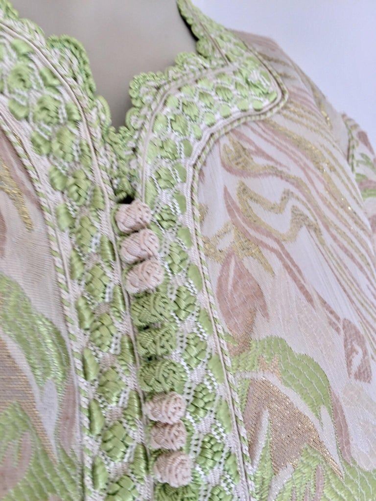 Moroccan Kaftan in Silver Metallic Floral Brocade