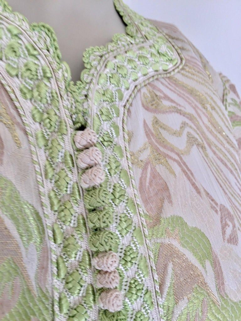 Moroccan Kaftan in Silver Metallic Floral Brocade