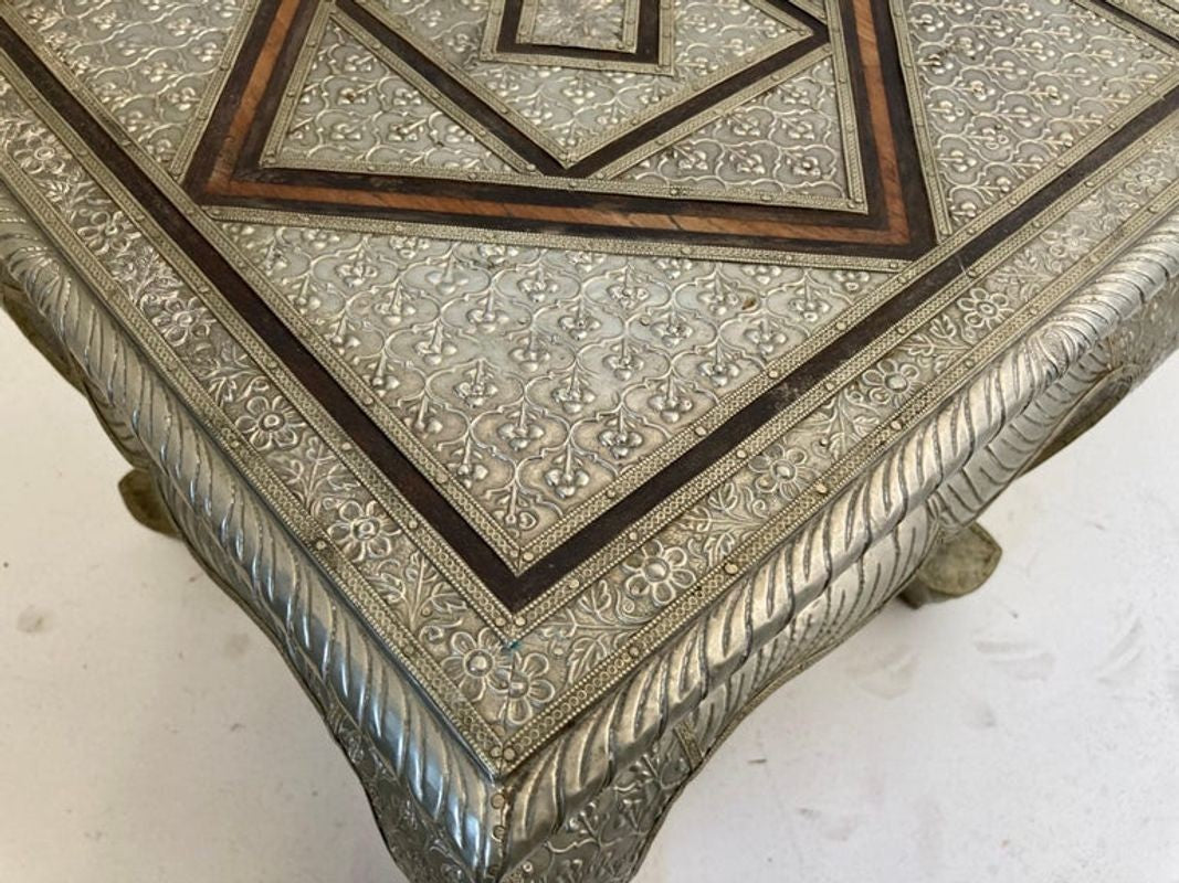 Vintage Anglo-Indian Silvered Wrapped Clad Side Low Table