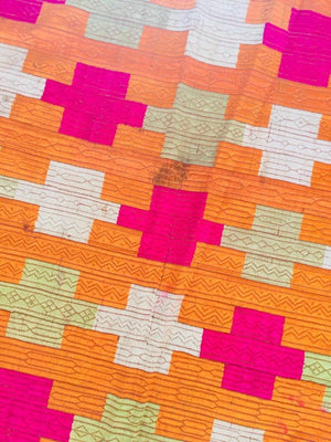 Phulkari Bawan Bagh Silk Embroidery Wedding Shawl, Punjab India