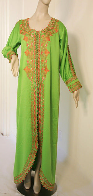 Moroccan Kaftan in Kelly Green