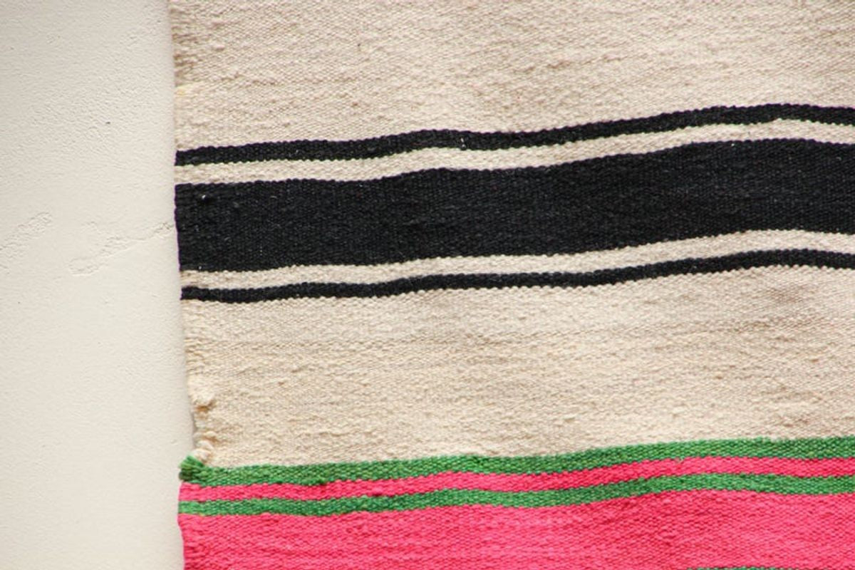 Vintage 1960s Moroccan Flat-Weave Rug, Ethnic Textile Handira