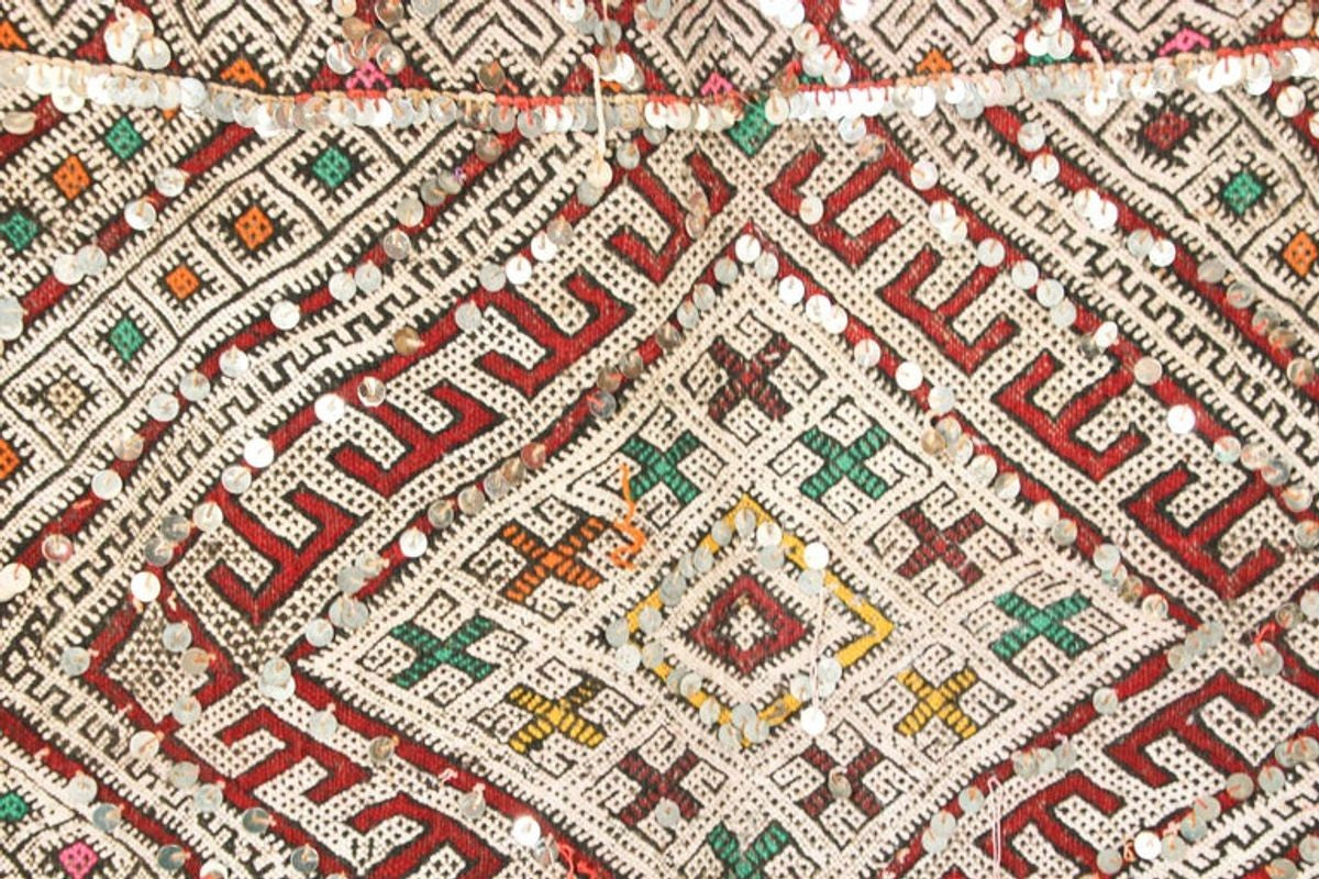 1950s Authentic Moroccan African Tuareg Wedding Runner Rug 15.5 ft long