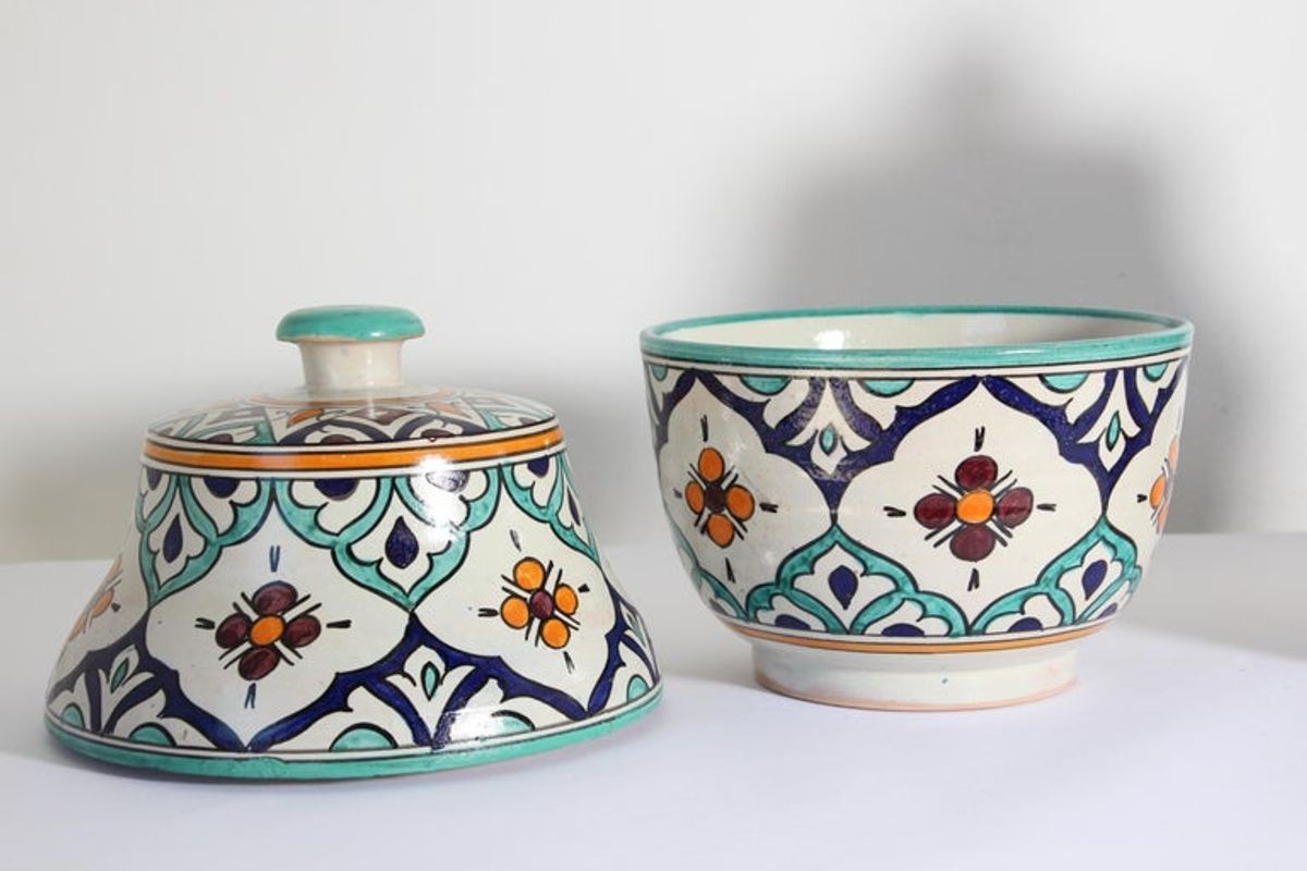 Moroccan Ceramic Glazed Covered Urns Handcrafted in Fez Morocco