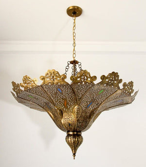 Moroccan Moorish Brass Pasha Chandelier