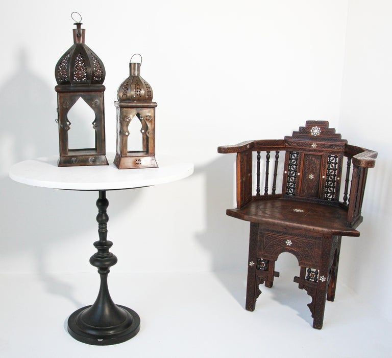 Moroccan Square Tole and Clear Glass Candle Lantern