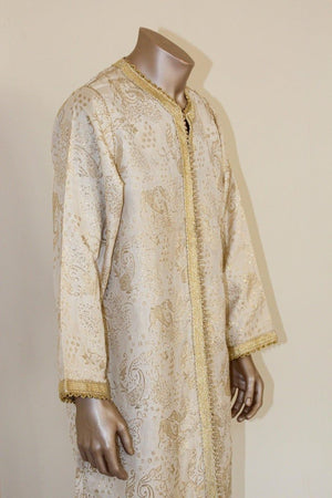 Moroccan Vintage Kaftan Gentleman Silver and Gold Caftan, circa 1970