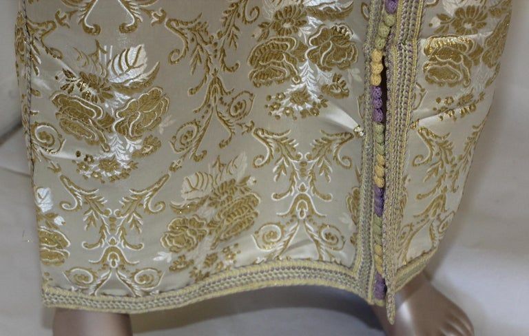 Moroccan Vintage Kaftan Gentleman Damask Gold Caftan, circa 1970
