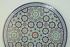 Moroccan Round Mosaic Outdoor Tile Table in Fez Moorish Design