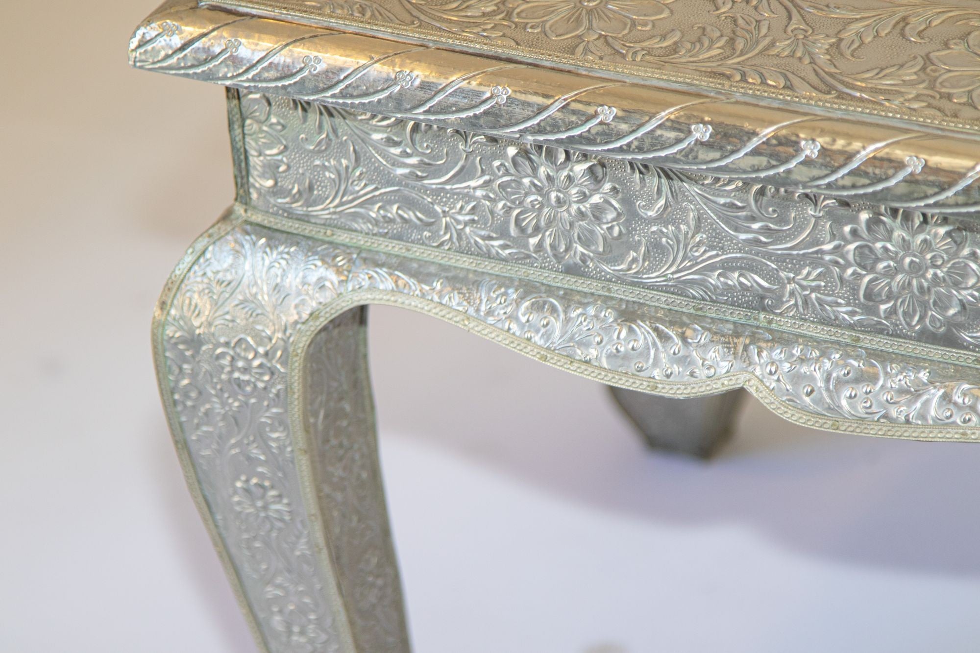1950 Anglo-Indian Silver Wrapped Clad Side Low Table