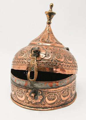 Rajasthani Mughal Decorative Copper Lidded Betel Spice Pandan Caddy Box