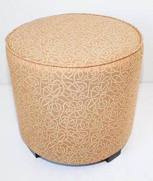 Post Moroccan Art Deco Style Pouf Upholstered in Gold Fabric