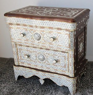 White Inlay Moorish Moroccan Nightstand Dresser