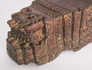 Wall Bracket Architectural Carved Wood Fragment from India