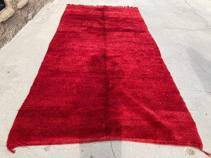 Vintage Red Moroccan Berber Rug, Hand-Knotted Wool, 1960