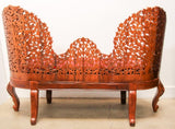 Anglo-Raj Settee with Open Back Hand Carved Tree of Life Back