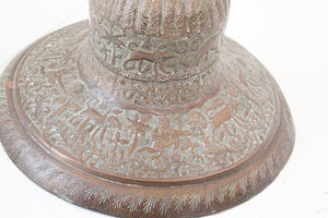 Antique Copper Vase with Hindu Scenes, 19th Century