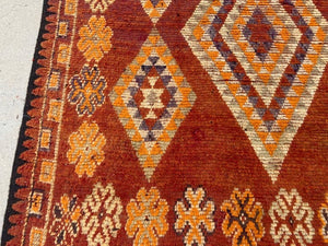 1960s Moroccan Vintage Hand-woven Boujad Tribal Area Rug